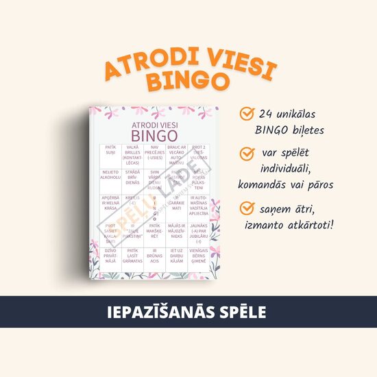 SPĒLE "ATRODI VIESI BINGO"